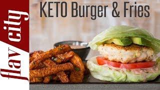 Low Carb Shrimp Burger &  Jicama Fries - Keto Diet Meal Plan For Weight Loss